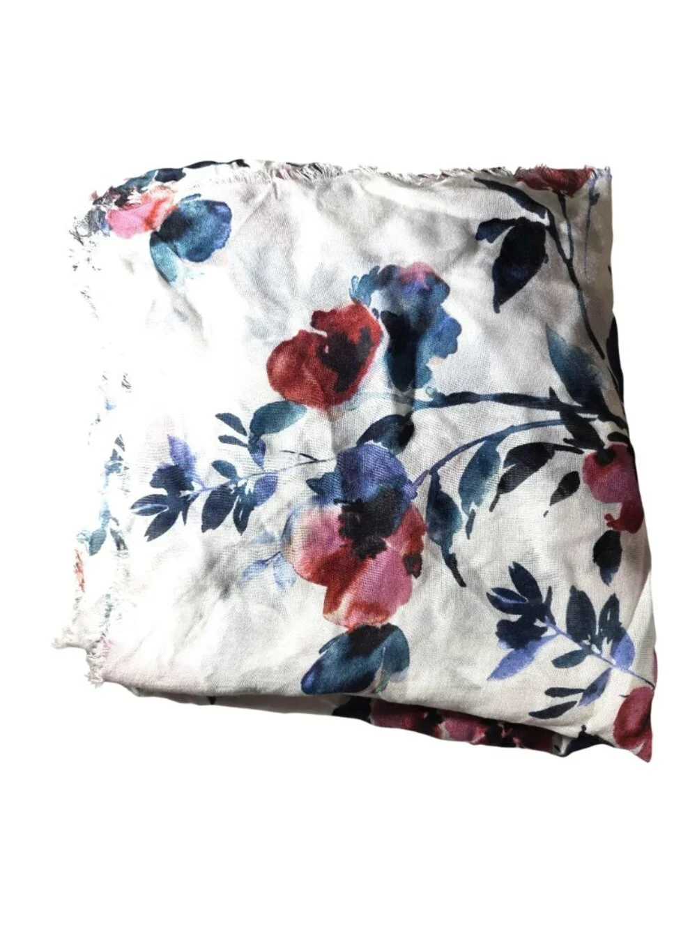 Scarf Floral Frayed Edges roses Lightweight cottagecore womens wrap fairy